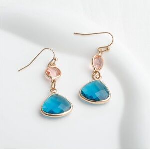 Vintage Drop Earrings with Navy Blue and Pinkish Brown Topaz